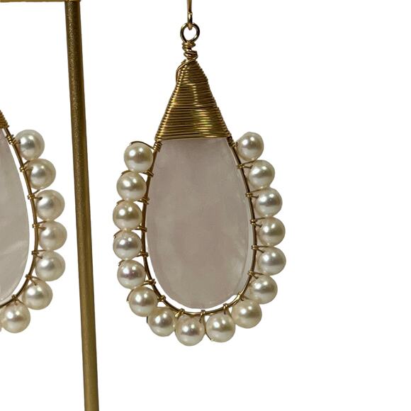 BECK JEWELS Rose Lolita Cultured Freshwater Pearl Drop Earrings In Gold/rose - Picture 3 of 4